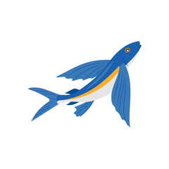 Flying FishSeafood Vector Illustration, Isolated
