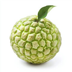 Fresh Green Citrus Fruit With Leaf On White Background