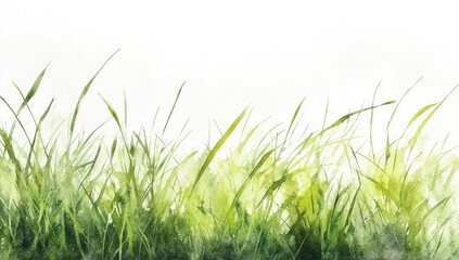 Fototapeta premium High-quality watercolor grass texture with fine details, ideal for eco-friendly branding, website backgrounds, nature-inspired advertising, and organic product packaging.