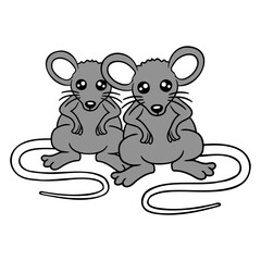 Two Bad Mice Angry Frustrated Aggressive Team Crew Design Lover Art Vector Illustration Card T-Shirt Poster Sticker Graphic Print Decorative Drawing Isolated Logo Decoration Symbol Creative Cool Style