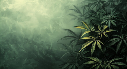 Dark and Misty Cannabis Leaves with Moody Lighting