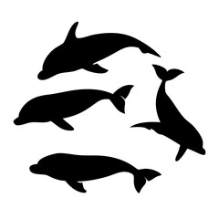 Fototapeta premium Whale Silhouette Collection - Stylish Vector Icons for Ocean-Inspired Branding and Decor