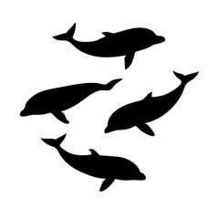 Fototapeta premium Whale Silhouette Vector Bundle - Minimalist Icons for Ocean, Marine Life, and Nature Themes