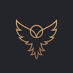 Obraz premium Modern Minimal Owl Illustration. Linear Owl Logo. 
