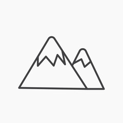 Mountains vector icon isolated in black line