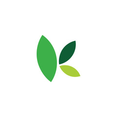 Letter k leaf, health geometric symbol simple logo vector