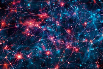 Obraz premium Intricate Web of Colorful Connections Showcasing the Beauty of Abstract Neural Networks in a Vibrant Digital Landscape