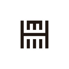Letter M and H square combination geometric symbol simple logo vector