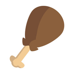 Chicken Leg Icon - Fried Food Vector Illustration in Flat Style