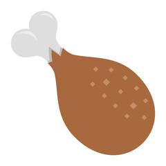 Chicken Leg Icon - Fried Food Vector Illustration in Flat Style