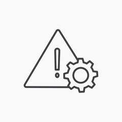 Technical warning vector icon isolated in black line