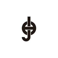 Letter J and H, square circle geometric symbol simple logo vector