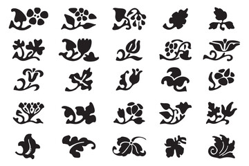 Vector set: vintage floral calligraphic design elements and page decoration for retro design with old ornaments.