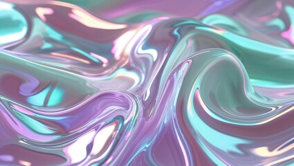 Obraz premium Vibrant and smooth abstract background showcases flowing, glossy textures that blend pastel hues. The intricate details create a mesmerizing visual experience with depth and complexity
