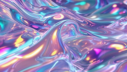 Naklejka premium An ultra detailed abstract background showcases flowing shapes with shimmering colors. The intricate design offers a vibrant and dynamic appearance, ideal for various creative uses