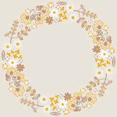 ナチュラルなインド刺繍風植物のフレーム	
