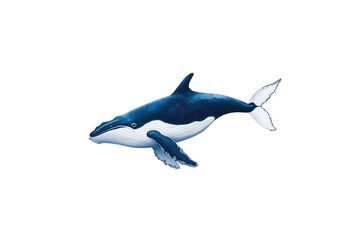 Obraz premium Illustration of a majestic blue whale swimming gracefully in the ocean