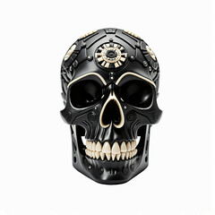 Obraz premium Human head skull. Isolated on white background. Mayan art style, Digital illustration.