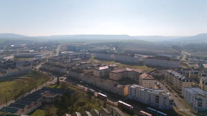 Aerial View of Residential District and Farmlands in Epernay, France 