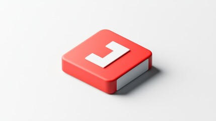 Fototapeta premium Red 3D Square Icon with Letter J on White Background