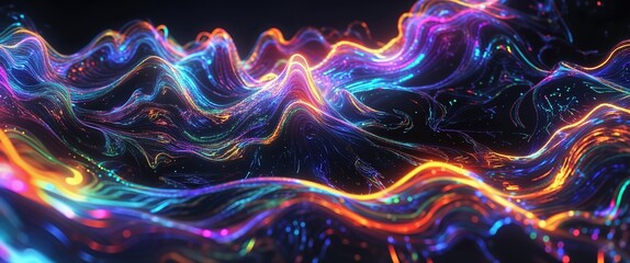 This striking abstract background features intricate details of flowing lines and vibrant colors, creating an immersive visual experience that captivates the viewer