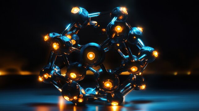 Glowing Molecular Model Inspired by Sci-Fi Concepts - Powered by Adobe