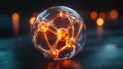 Futuristic Glass Molecule in a Stylized Format