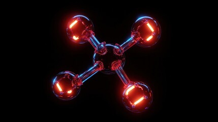 Neon Lit 3D Atomic Molecule Render