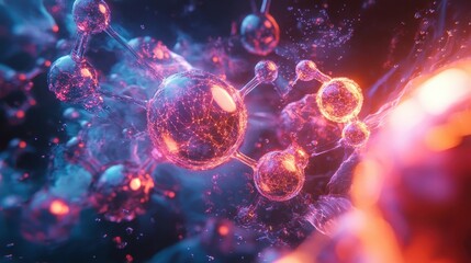 Futuristic Abstract Molecular Visualization in Vibrant Colors