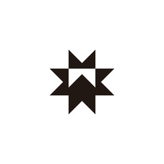 Letter w ribbon, geometric symbol simple logo vector