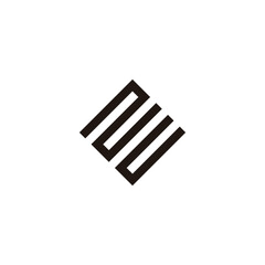 Letter NU square, line geometric symbol simple logo vector