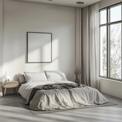 A bedroom with a minimalist design