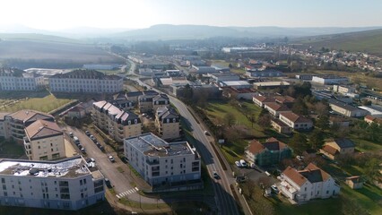 Obraz premium Aerial View of Residential and Industrial Areas in Epernay, France 