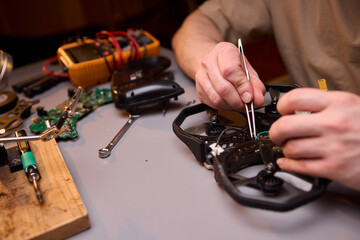 The detailed Drone Repair Process carried out meticulously in a specialized workshop setup