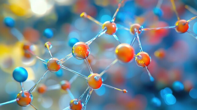 Vibrant 3D Atomic Model with Dynamic Energy Lines
