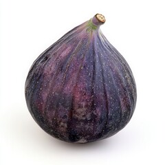 Single Ripe Purple Fig On White Background