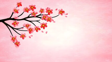 Fototapeta premium Beautiful Cherry Blossom Branch with Pink Flowers on Soft Background