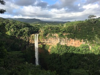 Scenic Chamarel waterfall in Mauritius