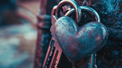 A detailed shot of intertwined heart locks with their matching keys, symbolizing an unbreakable bond and unity in love