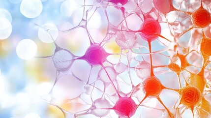 Colorful Abstract Neurons with Vivid Connections and Bokeh Background