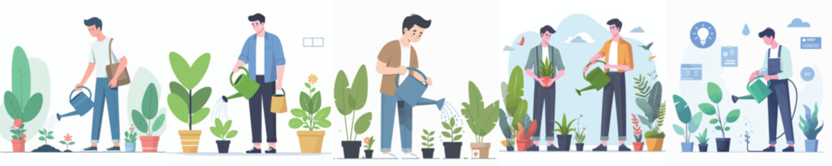 vector of young man watering plants © sarah16blakeyxh2
