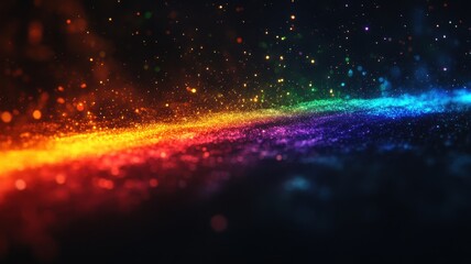 Fototapeta premium Abstract bokeh rainbow lights scattered across a standard black background digital art vibrant colors conceptual view