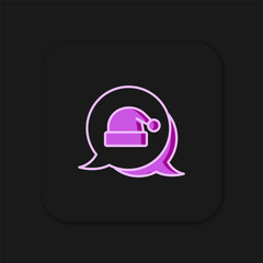 Filled outline Christmas Santa Claus hat icon isolated on black background. Merry Christmas and Happy New Year. Flat filled outline style with shadow. Vector