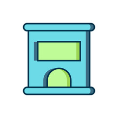 Filled outline Ticket office to buy tickets for train or plane icon isolated on white background. Buying tickets. Ticket service. Flat filled outline style with shadow. Vector