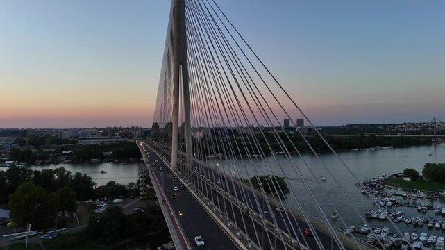 bridge at sunset in belgrade