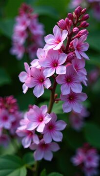 Densely packed branches of Royal Pelargonium Archie Pope with lilac flowers, greenery, archie pope, lilac flowers