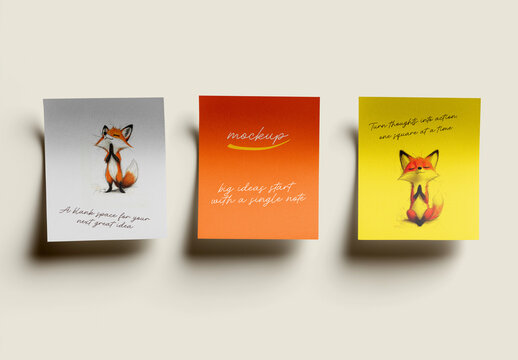 Sticky Note Mockup &ndash; Yellow Square Note with Soft Shadow on Marble Background