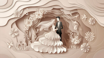The bride and groom getting married : That splendid moment of life. Two people hold hands and look at each other and dream of the future.