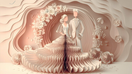 The bride and groom getting married : That splendid moment of life. Two people hold hands and look at each other and dream of the future.