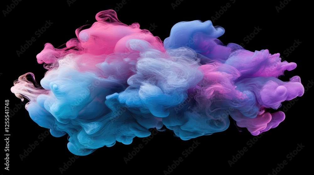 Poster A dynamic splash of vibrant paint swirling in water, creating a mesmerizing blend of colorful clouds and gradients in motion